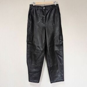 Aritzia Wilfred Free Faux Leather Black Cargo Pants Size 8